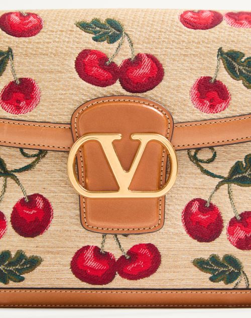 Valentino Garavani - Valentino Garavani 9to5 Shoulder Bag In Jacquard Raffia With Cherryfic Motif - Natural/red - Woman - Shoulder Bags