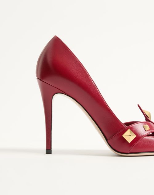 Valentino Garavani - Décolleté Studdy In Capretto 100mm - Rosso - Donna - Décolleté E Slingbacks