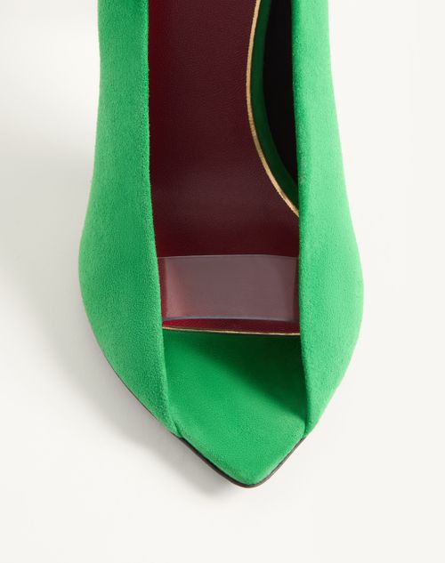 Valentino Garavani - Open Toe Révélé Suede Pumps 105mm - Mint - Woman - Pumps And Slingbacks