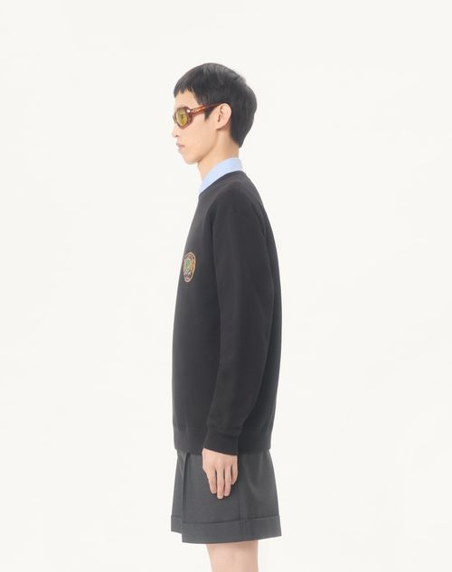 Valentino - ヴァレンティノ Valentinoパッチ コットン クルーネック スウェットシャツ - ブラック - メンズ - Tシャツ & スウェット