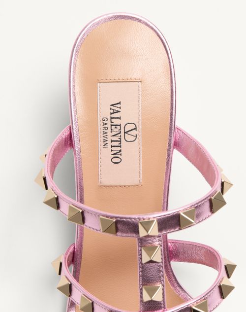 Valentino Garavani - Rockstud Slide Sandal In Laminated Nappa 60mm - Giacinto - Woman - Sandals