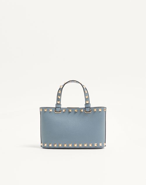 Valentino Garavani - Rockstud Mini Shopping Bag In Grainy Calfskin - Stone - Woman - Totes