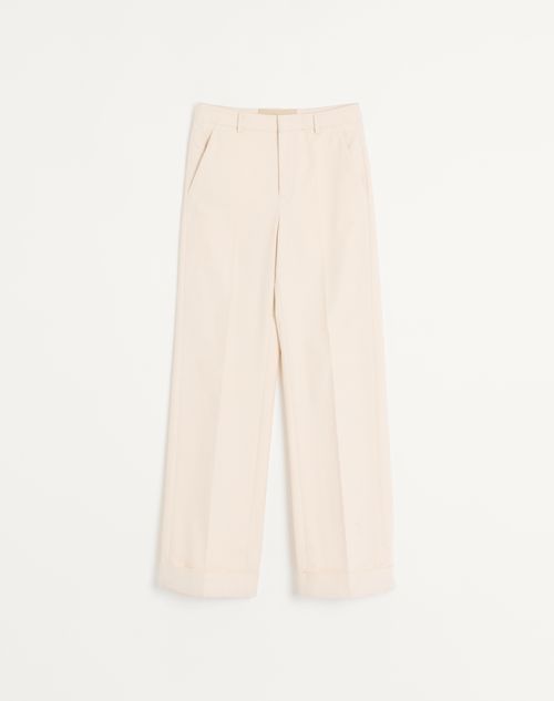 Valentino Cuffed Cotton Canvas Trousers Man Shell 46
