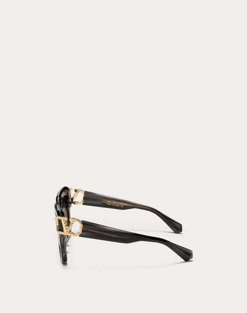 Valentino - I - Squared Acetate Vlogo Frame - Black/gradient Gray - Woman