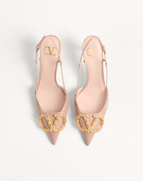 Valentino Garavani - Vlogo Signature Slingback Calfskin Pump With Jewel Logo 80mm - Rose Cannelle - Woman - Pumps