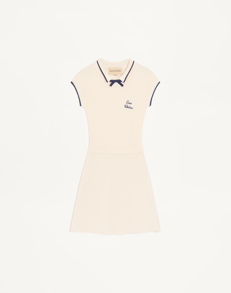 Valentino Women's Birch/Provence Blue/Birch Knitted Short Dress Woman Xs