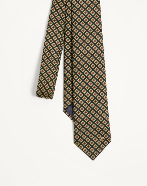 Valentino Garavani - Valentie Cotton Jacquard Tie With Chamber Pattern And Vlogo Signature Detail - Multicolour - Man - Soft Accessories