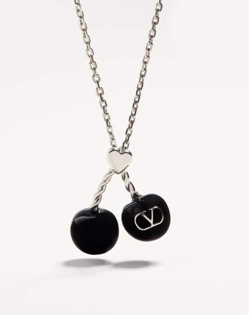 Valentino Garavani - Chez Valentino Necklace In Metal And Enamel - Palladium - Man - Jewelry