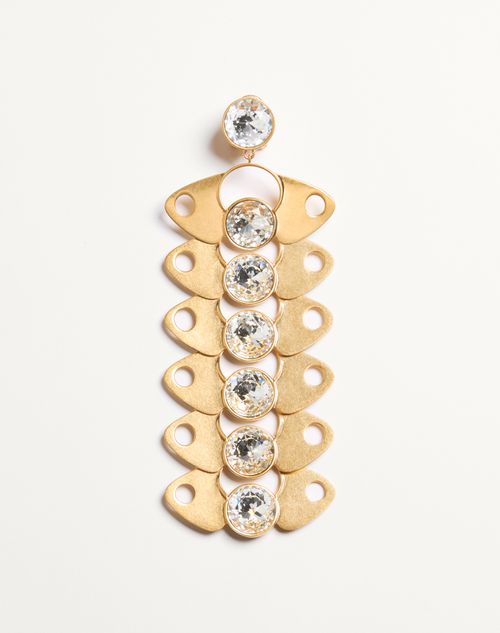 Valentino Garavani - Pages Single Earring In Metal And Crystal - Gold/crystal - Woman - Fashion Jewelry