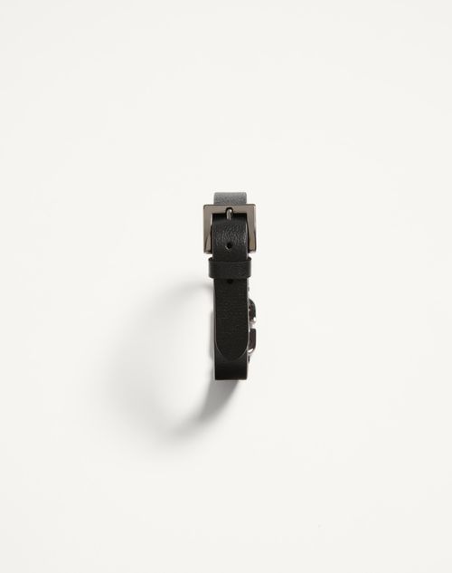 Valentino Garavani - Pulsera Vlogo Signature De Piel - Negro/rouge Pur - Hombre - Accesorios