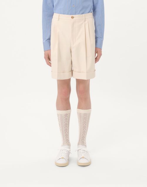 Valentino - Bermuda De Lona De Algodón Con Dobladillo - Shell - Hombre - Pantalones Largos Y Cortos