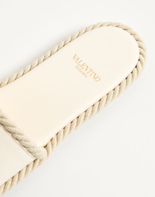 Valentino Garavani - Vlogo Torchon Slide Sandal In Nappa Leather - Ivory - Woman - Slides And Thongs