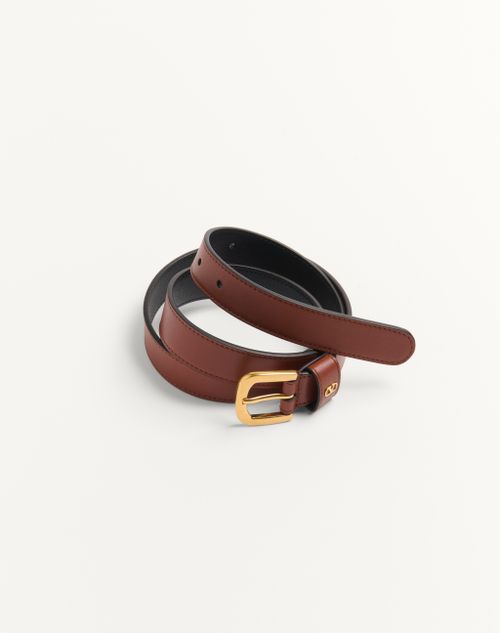 Valentino Garavani - Vlogo Signature Belt In Shiny Calfskin 25 Mm - Deep Caramel - Man - Belts