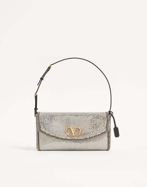 Valentino Garavani - Kleine Valentino Garavani Devain Schultertasche Aus Metallic-mesh - Silber - Frau - Schultertaschen