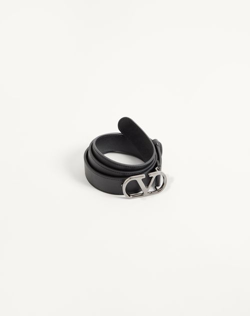 Valentino Garavani - Vlogo Signature Belt In Shiny Calfskin 30 Mm - Black - Man - Belts