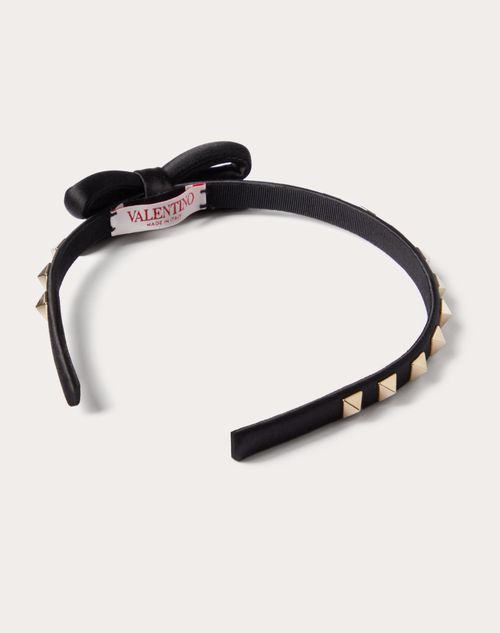 Valentino Garavani - Rockstud Satin And Metal Headband - Black - Woman - Hair Accessories