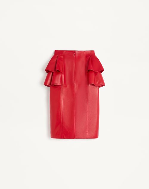 Valentino - Leather Midi Skirt - Red - Woman - Skirts