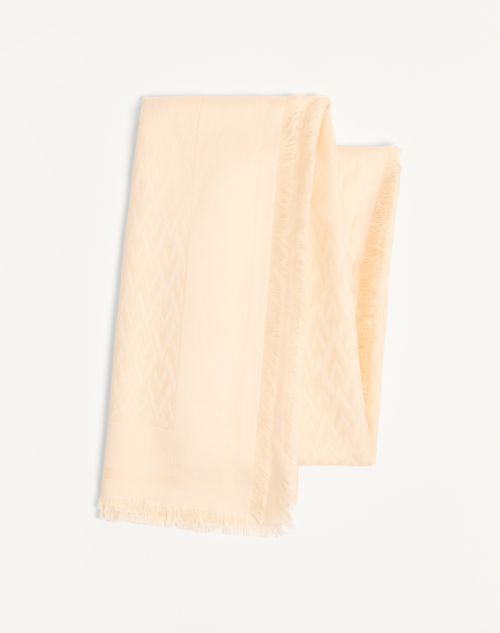 Valentino Garavani - Chal Toute La V De Lana Y Seda - Manteca - Mujer - Accesorios Suaves