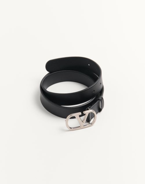 Valentino Garavani - Vlogo Signature Belt In Shiny Calfskin 30 Mm - Black - Man - Belts