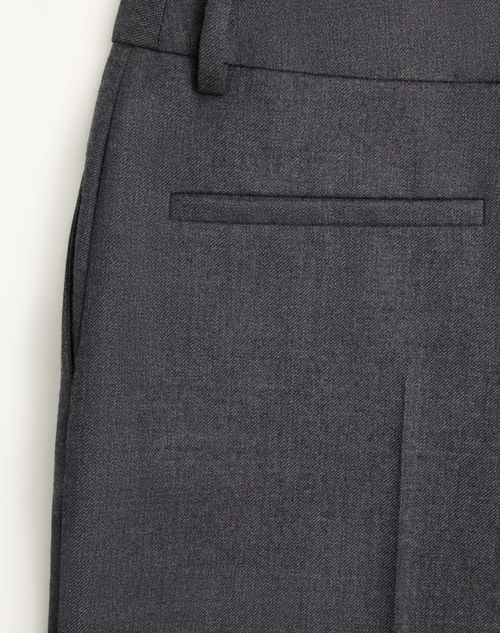 Valentino - Virgin Wool Pants - Gray Melange - Woman - Pants And Shorts