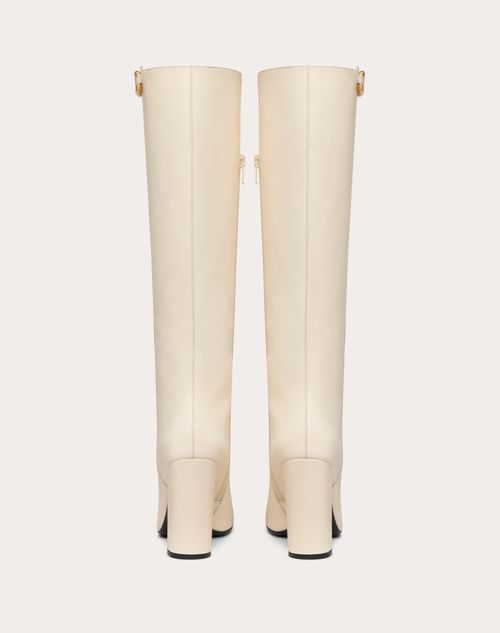 Valentino Garavani - Vlogo The Bold Edition Boot In Calfskin 100mm - Ivory - Woman - Boots
