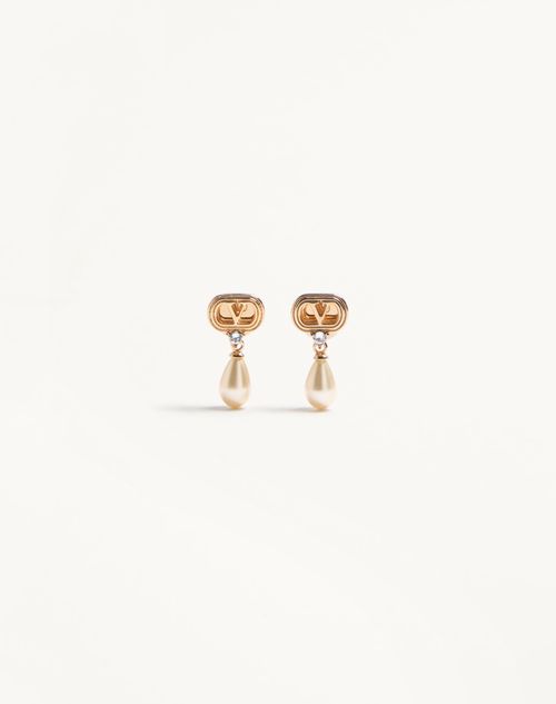 Valentino Garavani Ovalette Earrings In Metal, Pearls And Swarovski Crystals Woman Gold Onesize
