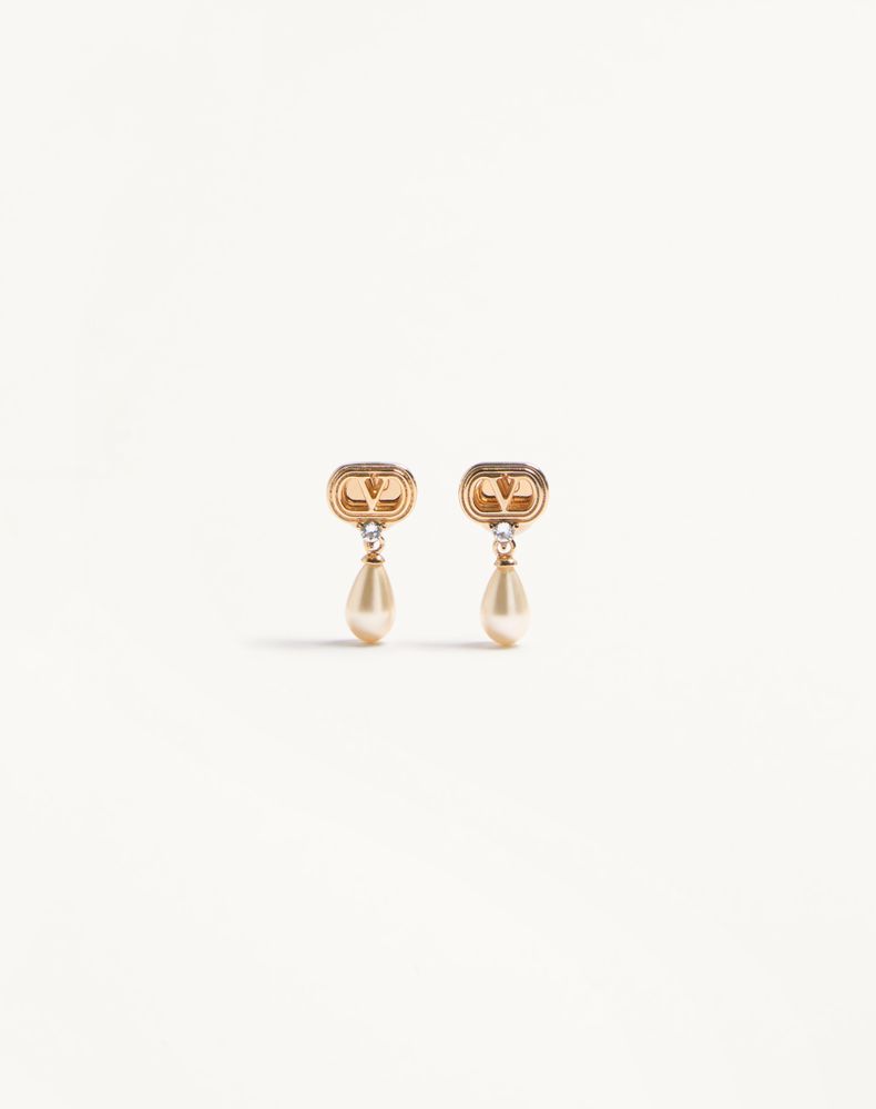 Valentino Garavani Women's Gold Ovalette Earrings In Metal, Pearls And Swarovski Crystals Woman Uni