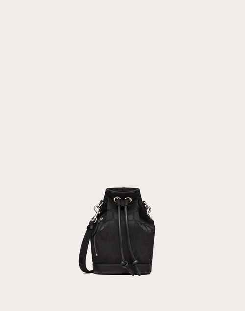 Valentino Garavani Mini Black Iconographe Nylon Bucket Bag