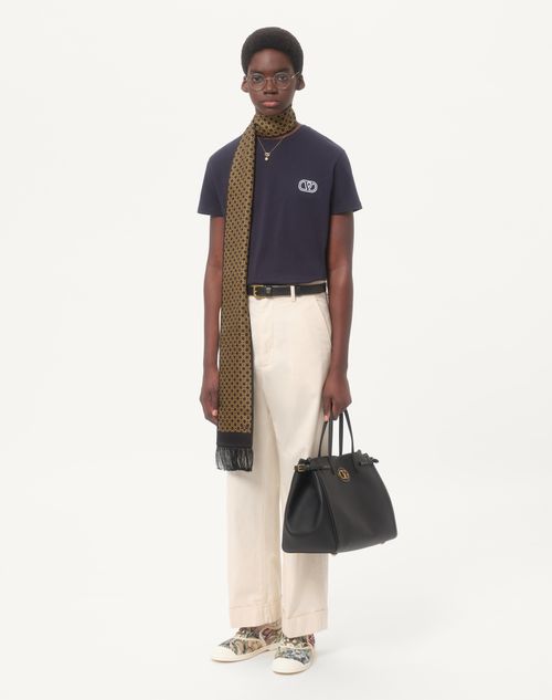 Valentino - Cotton T-shirt With Vlogo Signature Patch - Navy - Man - Tshirts And Sweatshirts