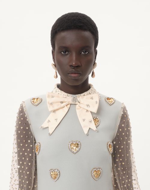 Valentino - Embroidered Crepe Couture Short Dress - Dirty Sage/silver - Woman - Dresses