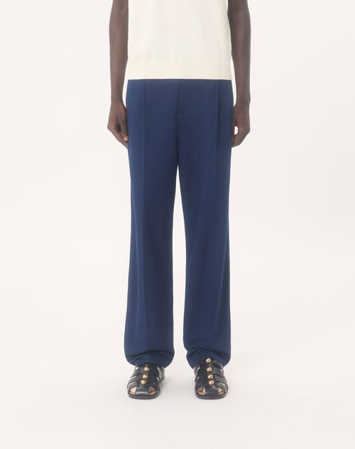 Valentino - Valentino Trousers In Cotton Gabardine - Cobalt - Man - Trousers And Shorts