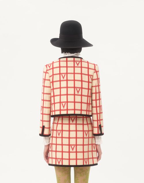 Valentino - Check Vlogo Jacket - Birch/paris - Woman - Jackets And Blazers