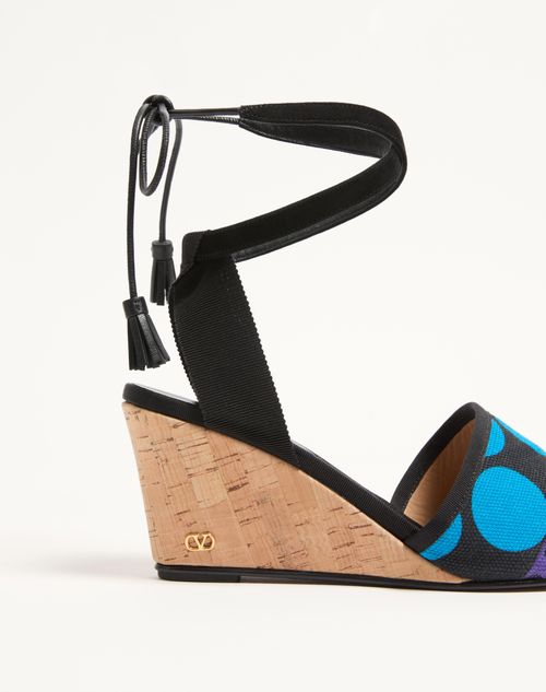 Valentino Garavani - La Cruisette Wedge In Optical Pois Canvas 75mm - Multicolour - Woman - Espadrilles And Wedges