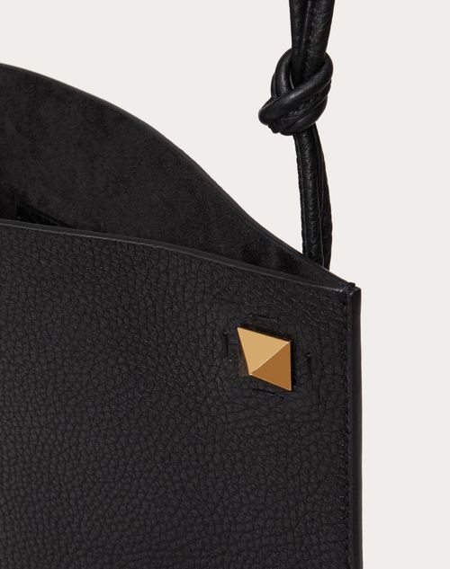 Valentino Garavani - Valentino Garavani Identity Leather Crossbody Bag - Black - Man - Shoulder Bags