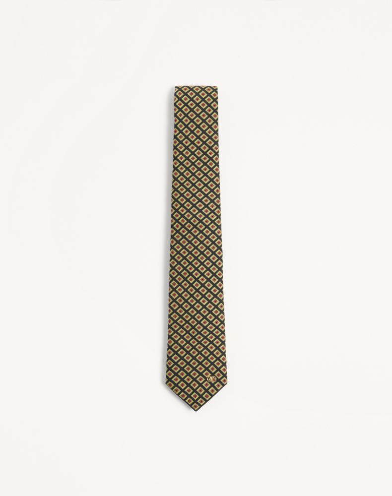 Valentino Garavani Men's Multicolour Valentie Cotton Jacquard Tie With Chamber Pattern And Vlogo Signature Detail Man Uni