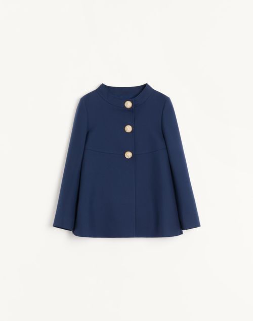 Valentino - Caban In Double Compact Driill - Blue - Woman - Jackets And Blazers