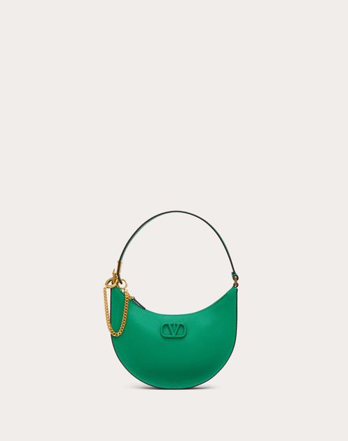 Valentino Garavani Mini Vlogo Signature Grainy Calfskin Hobo Bag Woman Gea Green Uni