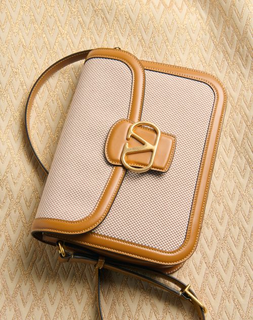 Valentino Garavani - Valentino Garavani 9to5 Canvas Shoulder Bag - Natural/golden Cuir - Woman - Shoulder Bags