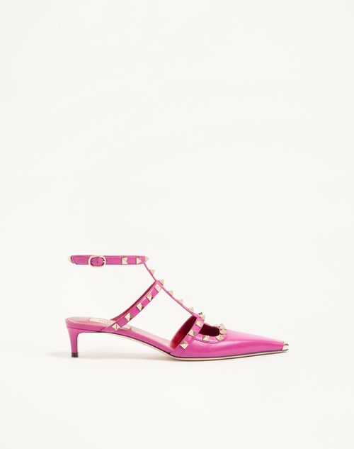 Valentino Garavani - Rockstud Court Shoes In Kid Leather 40mm - Fuchsia - Woman - Pumps And Slingbacks