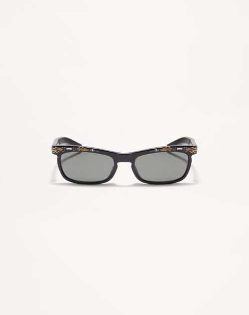 Valentino - Monturas Rectangulares De Acetato - Negro/gris - Unisexo - Gafas De Sol
