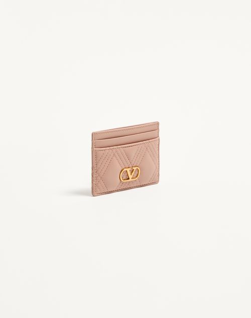Valentino Garavani - Valentino Garavani Quiltie 67 Cardholder In Quilted Nappa Leather - Rose Cannelle - Woman - Wallets And Small Leather Goods