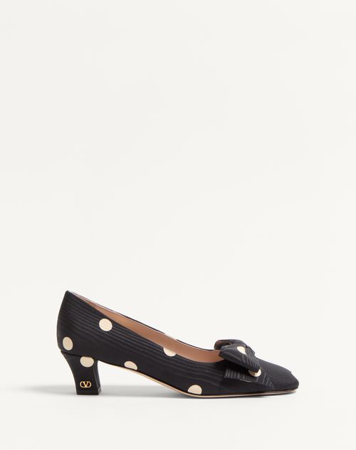 Valentino Garavani Bowow Pump In Moiré Plus De Pois Fabric 45mm Woman Black/butter 40