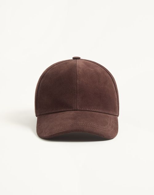 Valentino Garavani - Baseball Cap Valentino Garavani Vlogo Signature In Suede - Testa Di Moro - Uomo - Cappelli E Guanti