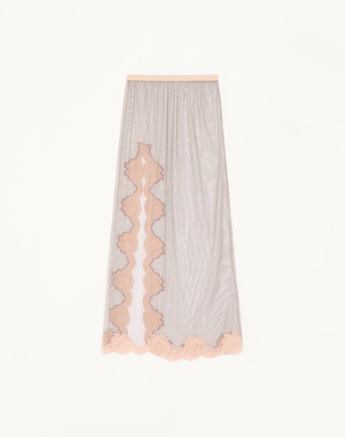Valentino - Long Skirt In Sheer Tulle - Grey/peach - Woman - Lingerie
