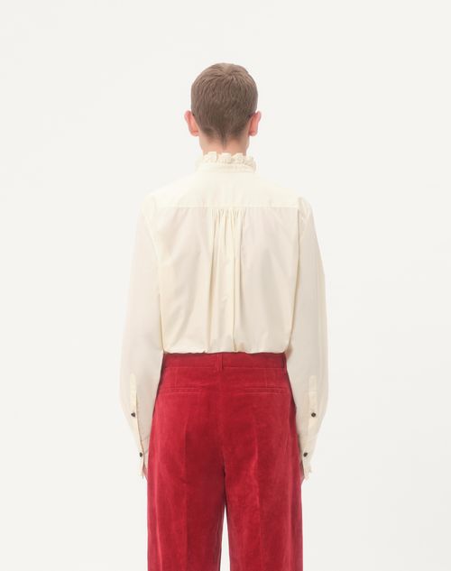Valentino - Cotton Poplin Shirt With Plastron And Ruffles - Cream - Man - Shirts