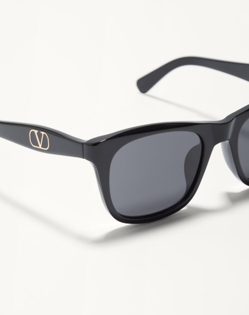 Valentino - Rectangular Acetate Eyewear - Black/gray - Unisex - Eyewear