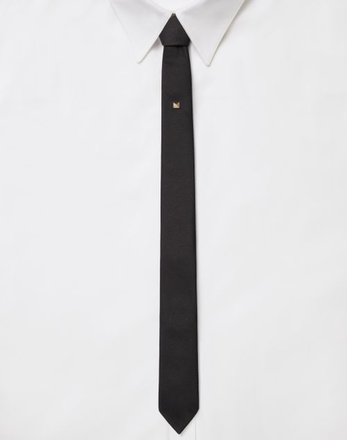 Valentino Garavani - Valentie Wool And Silk Tie With Metal Stud Application_ Online Exclusive - Black/gold - Woman - Soft Accessories