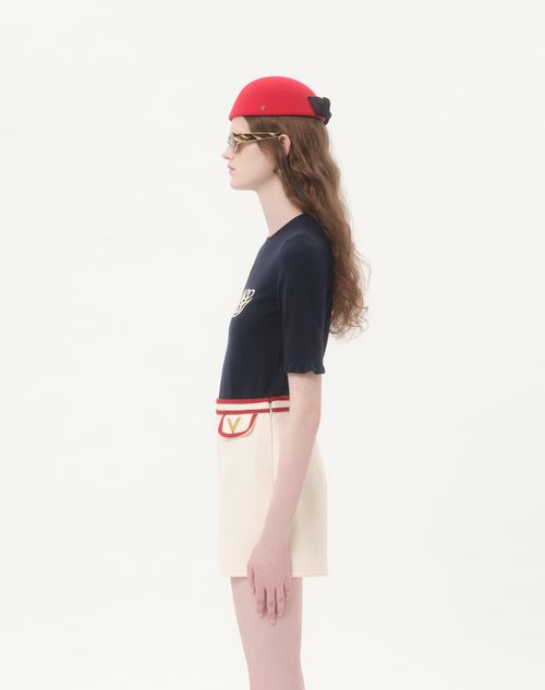 Valentino - Embroidered Wool Top - Night/cream - Woman - Knitwear