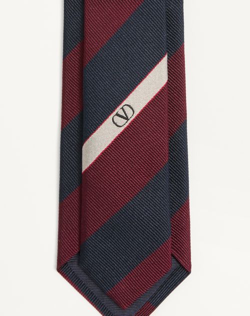 Valentino Garavani - Valentie Jacquard Regimental Silk Tie - Blue/maroon - Man - Ties