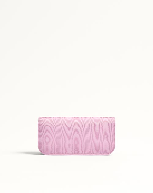 Valentino Garavani - Valentino Garavani Locò Moiré Fabric Clutch With Jewel Logo - Rhododendron/crystal - Woman - Clutches